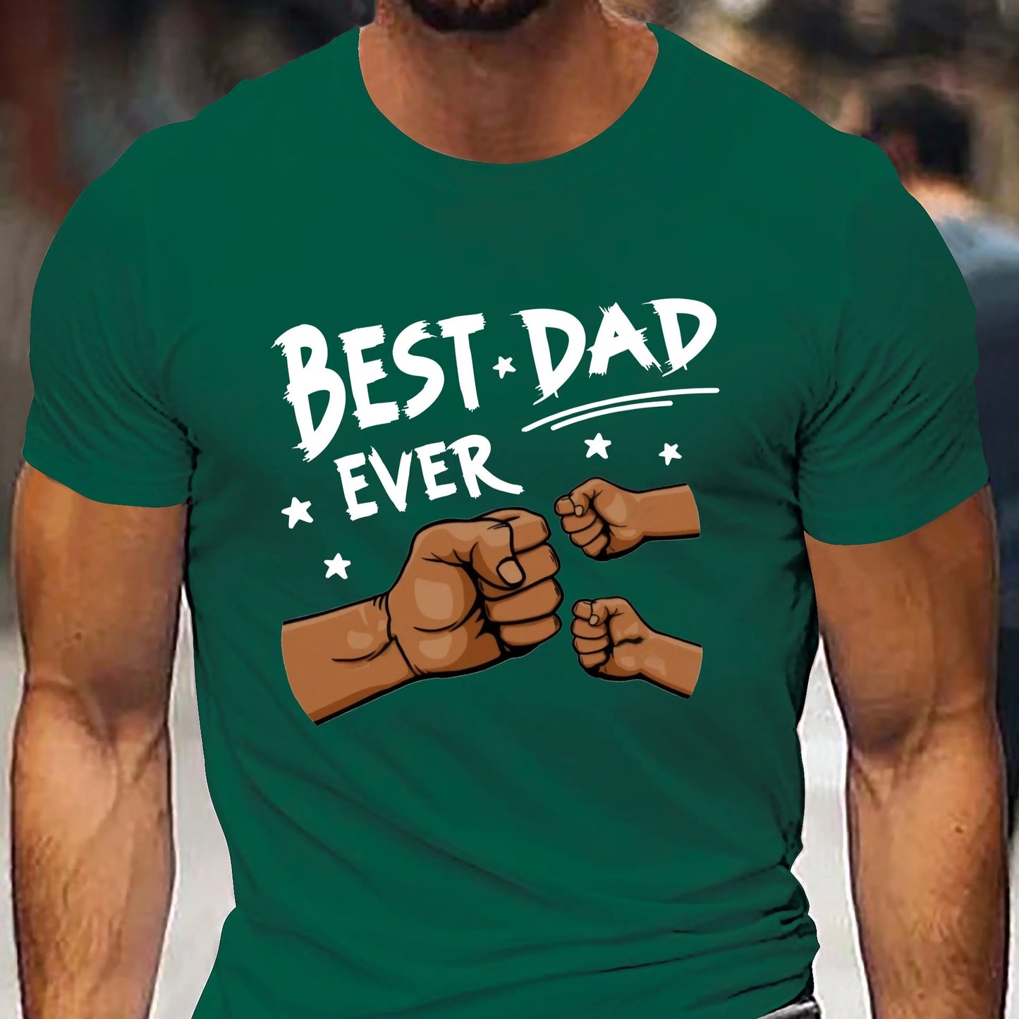 Camiseta de Verano para Hombre 100% Algodón – Estilo Casual y Suelto con Estampado “Best Dad”, Cuello Redondo y Manga Corta
