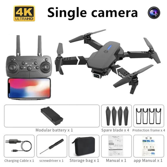 Dron profesional E88 4K gran angular HD 1080P, cámara Wifi FPV, retención de altura, plegable, cuadricóptero RC, juguetes para niños