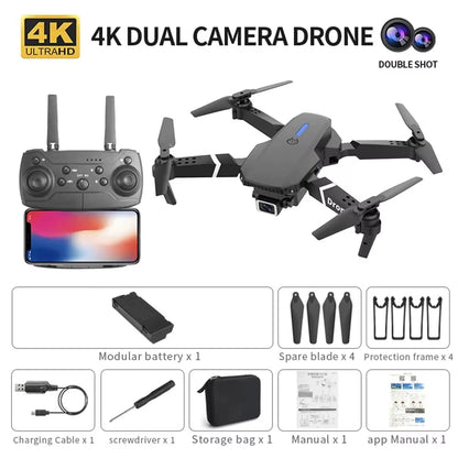 Dron profesional E88 4K gran angular HD 1080P, cámara Wifi FPV, retención de altura, plegable, cuadricóptero RC, juguetes para niños