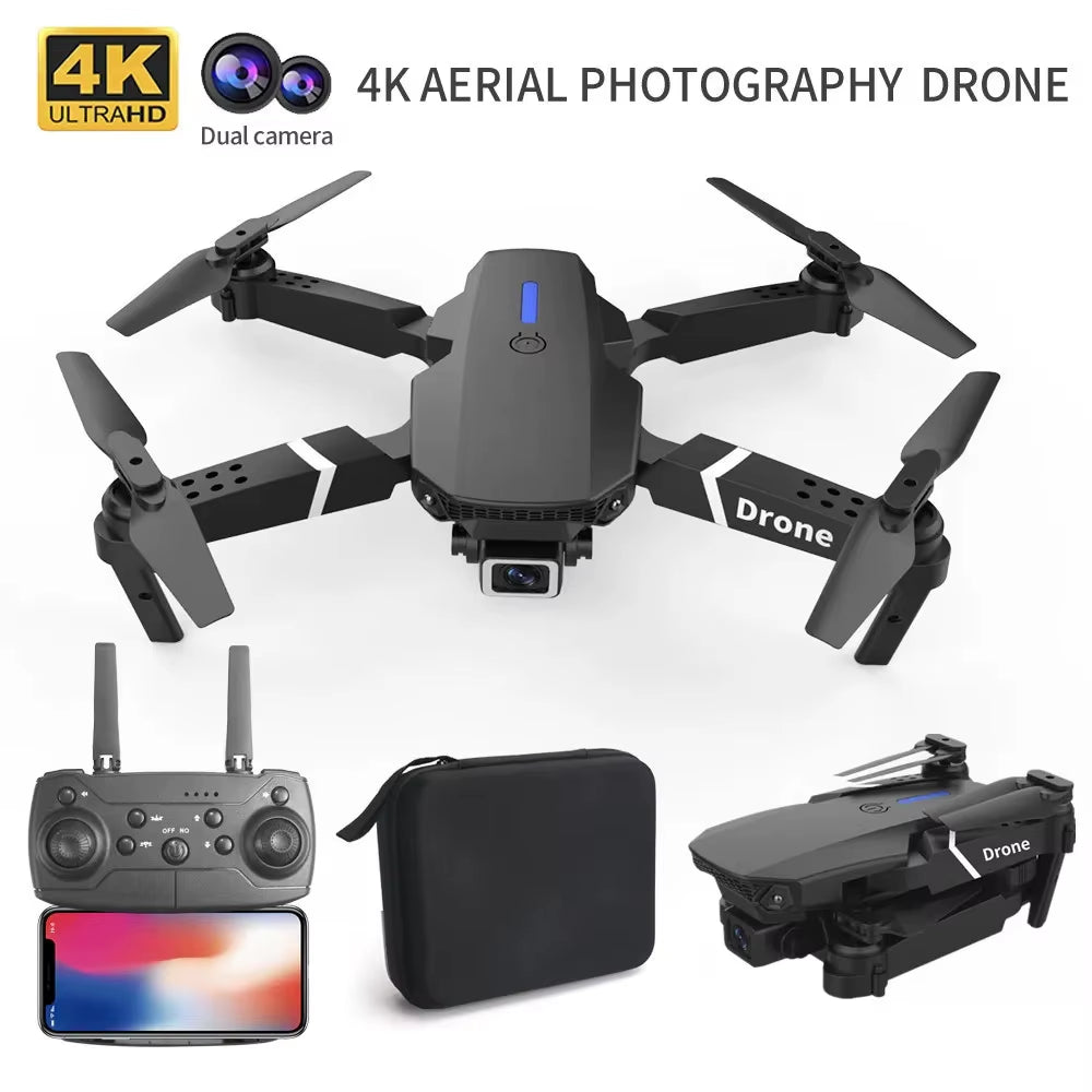 Dron profesional E88 4K gran angular HD 1080P, cámara Wifi FPV, retención de altura, plegable, cuadricóptero RC, juguetes para niños