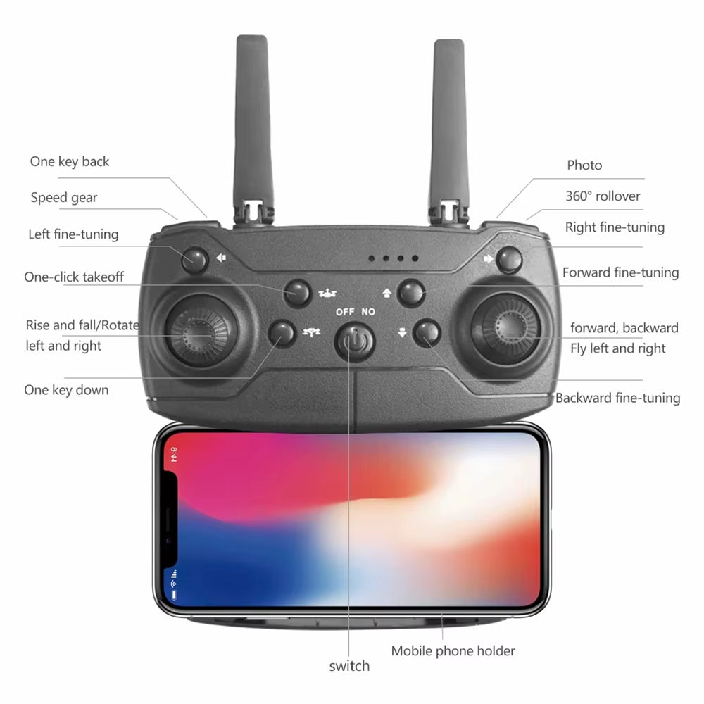Dron profesional E88 4K gran angular HD 1080P, cámara Wifi FPV, retención de altura, plegable, cuadricóptero RC, juguetes para niños