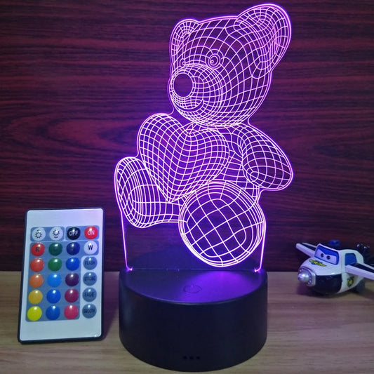 16 Colors Night Light 3D Illusion Teddy Bear Children'S LED Light Romantic Color Changing Light Valentine'S Christmas Day Gift