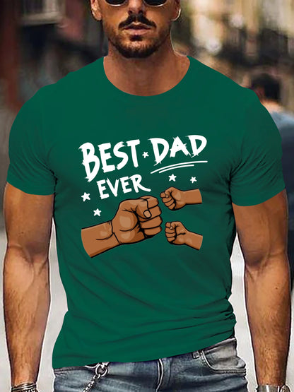 Camiseta de Verano para Hombre 100% Algodón – Estilo Casual y Suelto con Estampado “Best Dad”, Cuello Redondo y Manga Corta