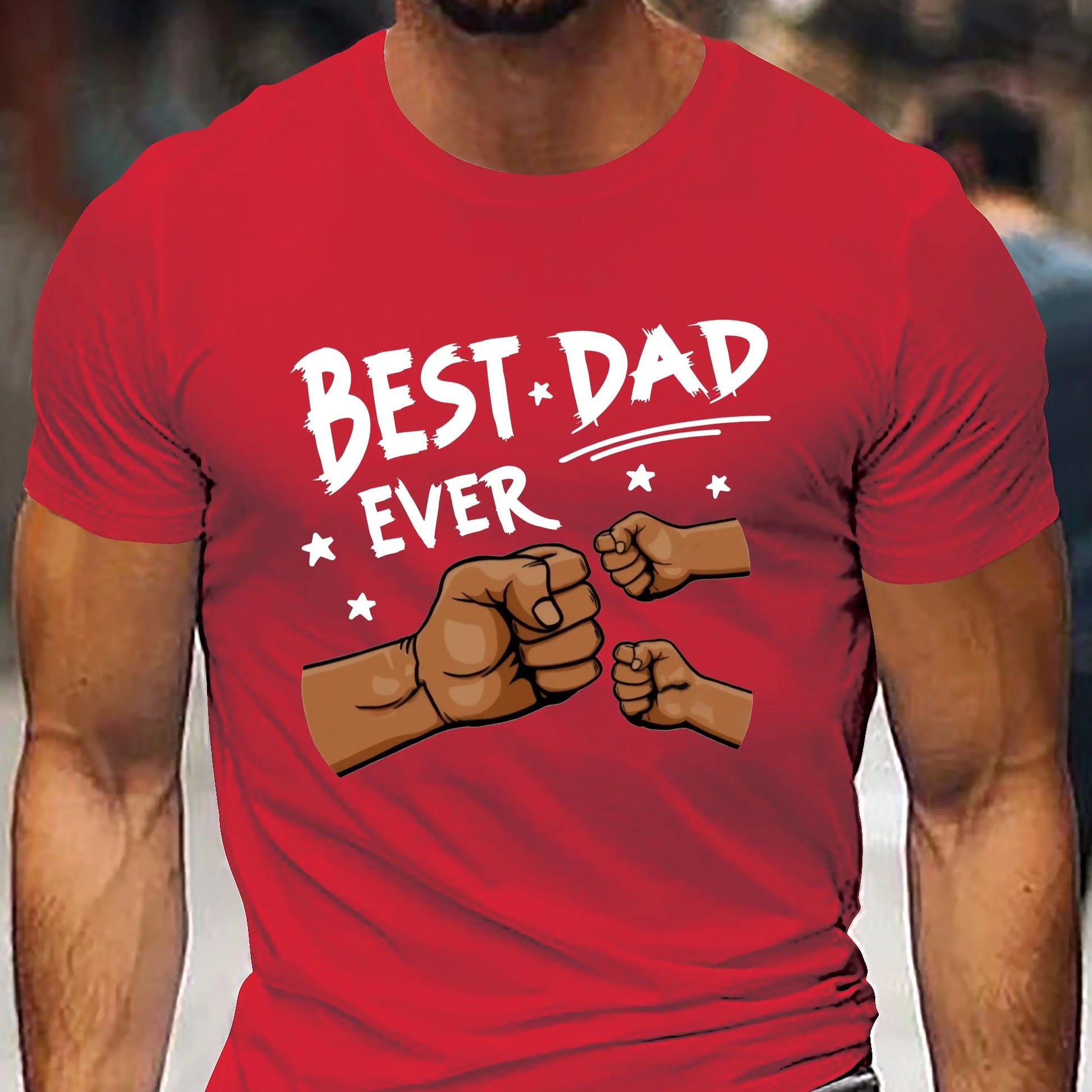 Camiseta de Verano para Hombre 100% Algodón – Estilo Casual y Suelto con Estampado “Best Dad”, Cuello Redondo y Manga Corta