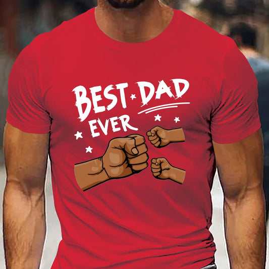 Camiseta de Verano para Hombre 100% Algodón – Estilo Casual y Suelto con Estampado “Best Dad”, Cuello Redondo y Manga Corta