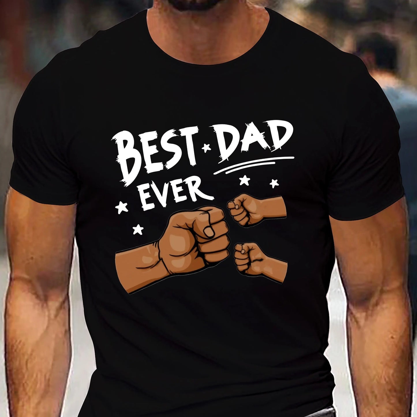 Camiseta de Verano para Hombre 100% Algodón – Estilo Casual y Suelto con Estampado “Best Dad”, Cuello Redondo y Manga Corta