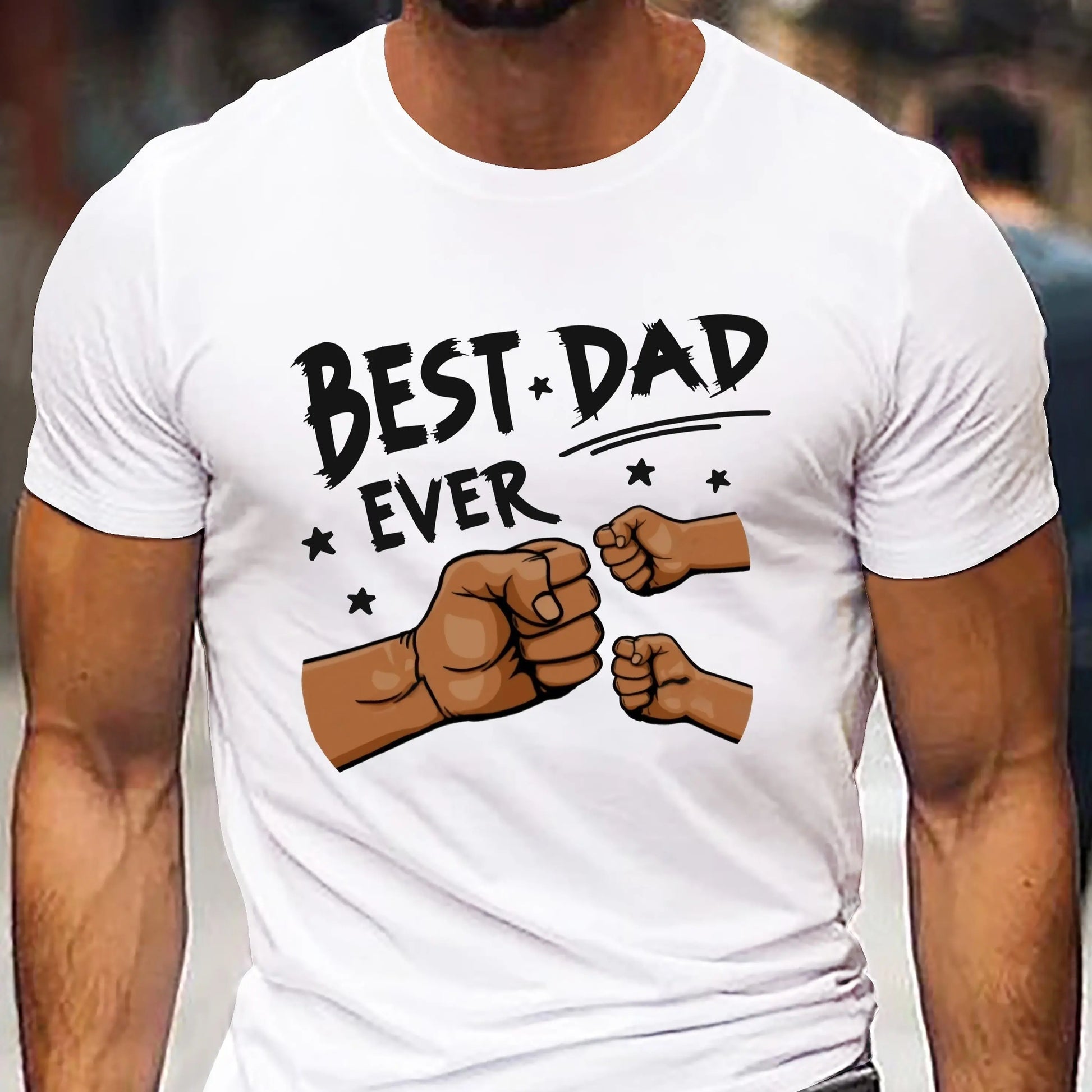 Camiseta de Verano para Hombre 100% Algodón – Estilo Casual y Suelto con Estampado “Best Dad”, Cuello Redondo y Manga Corta