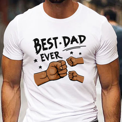 Camiseta de Verano para Hombre 100% Algodón – Estilo Casual y Suelto con Estampado “Best Dad”, Cuello Redondo y Manga Corta