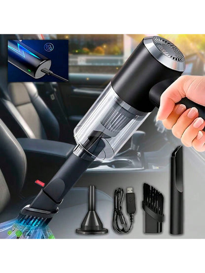 ASPIRADORA DE MANO INALÁMBRICA PARA COCHE, POTENTE, 2 EN 1, para el hogar y el coche. Recargable con doble puerto USB. Aspiradora recargable y plumero.