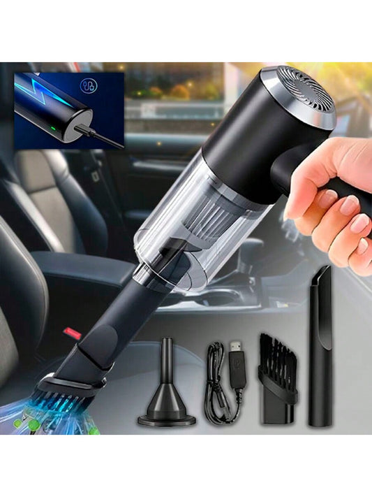 ASPIRADORA DE MANO INALÁMBRICA PARA COCHE, POTENTE, 2 EN 1, para el hogar y el coche. Recargable con doble puerto USB. Aspiradora recargable y plumero.