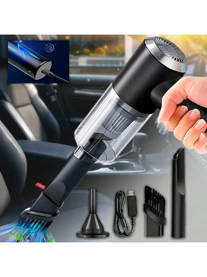 ASPIRADORA DE MANO INALÁMBRICA PARA COCHE, POTENTE, 2 EN 1, para el hogar y el coche. Recargable con doble puerto USB. Aspiradora recargable y plumero.