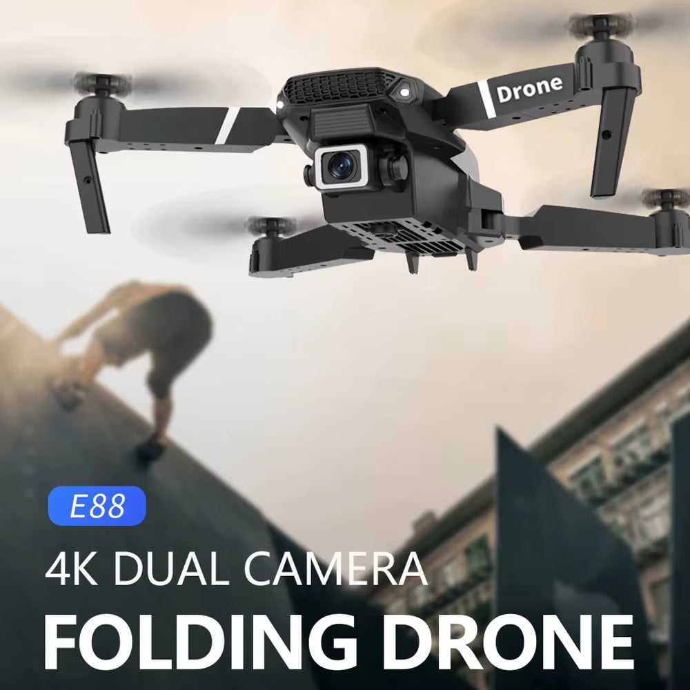 Dron profesional E88 4K gran angular HD 1080P, cámara Wifi FPV, retención de altura, plegable, cuadricóptero RC, juguetes para niños